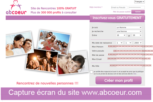 S'inscrire gratuitement sur le site abcoeur.com