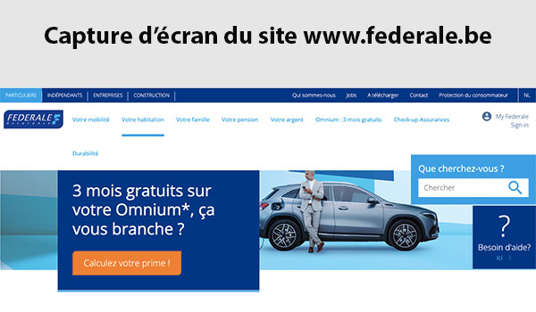 Site web assurance federale.be
